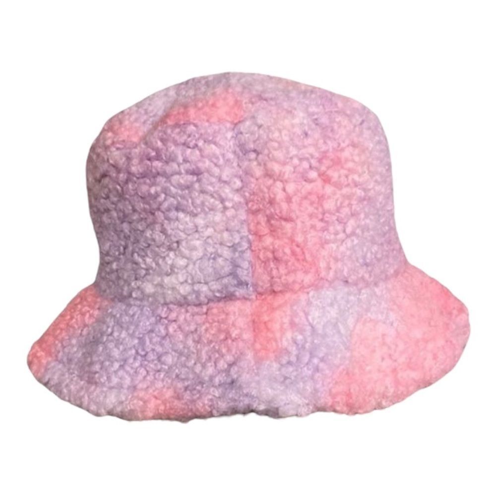 Bucket Hat Rainbow Color winter  Fisherman Hat faux fur pinks